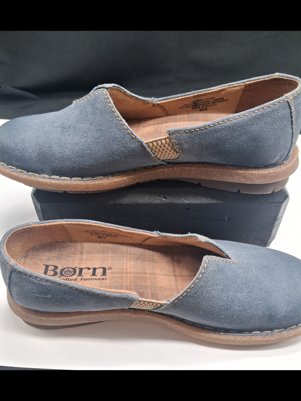 Born Navy Blue Suede Slip-On Loafers
